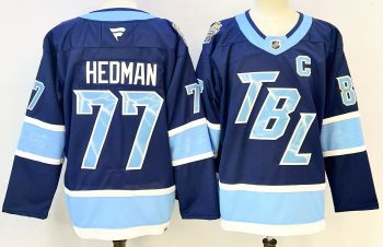 Tampa Bay Lightning #77 Hedman Navy stitched hockey jersey