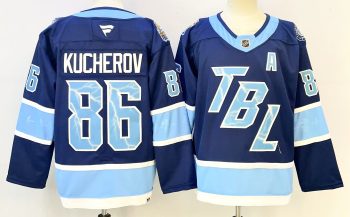 Tampa Bay Lightning #86 Kucherov Navy stitched hockey jersey