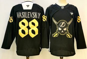 Tampa Bay Lightning #88 Vasilevskiy Black stitched hockey jersey