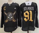 Tampa Bay Lightning #91 Stamkos Black stitched hockey jersey