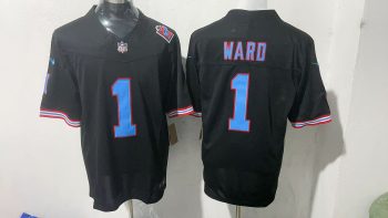 Tennessee Titans #1 Ward Black Throwback Stitched Jersey