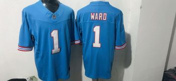 Tennessee Titans #1 Ward Light Blue Throwback Stitched Jersey