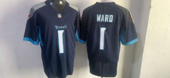Tennessee Titans #1 Ward Navy Blue Stitched Jersey