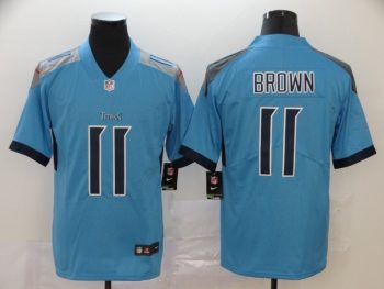Tennessee Titans #11 Brown Navy Blue Stitched Jersey
