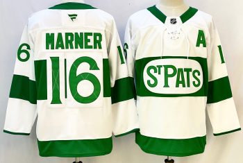Toronto Maple Leafs #16 Marner White & Green stitched hockey jersey