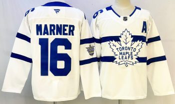 Toronto Maple Leafs #16 Marner White stitched hockey jerse