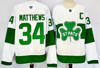 Toronto Maple Leafs #34 Matthews White & Green stitched hockey jersey