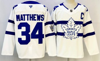Toronto Maple Leafs #34 Matthews White stitched hockey jersey