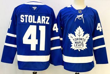 Toronto Maple Leafs #41 Stolarz Blue stitched hockey jersey