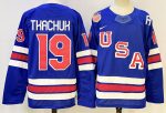 USA #19 Tkachuk Blue stitched hockey jersey
