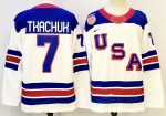 USA #7 Tkachuk White stitched hockey jersey