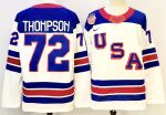 USA #72 Thompson White stitched hockey jersey