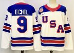 USA #9 Eichel White stitched hockey jersey