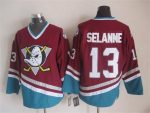 Vintage Anaheim Ducks #13 SELANNE Stitched Maroon Hockey Jersey