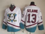 Vintage Anaheim Ducks #13 SELANNE Stitched White Hockey Jersey