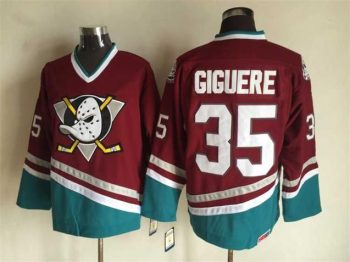 Vintage Anaheim Ducks #35 GIGUERE Stitched Maroon Hockey Jersey