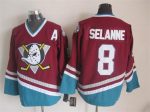 Vintage Anaheim Ducks #8 SELANNE Stitched Maroon Hockey Jersey