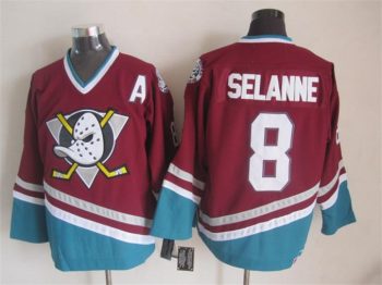 Vintage Anaheim Ducks #8 SELANNE Stitched Maroon Hockey Jersey
