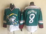 Vintage Anaheim Ducks #8 SELANNE Stitched Teal Hockey Jersey (2)