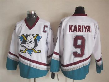 Vintage Anaheim Ducks #9 KARIYA Stitched White Hockey Jersey