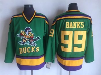 Vintage Anaheim Ducks #99 BANKS Stitched Green Hockey Jersey