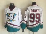 Vintage Anaheim Ducks #99 BANKS Stitched White Hockey Jersey