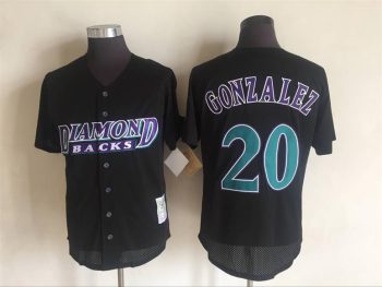 Vintage Arizona Diamondbacks #20 Luis Gonzalez Stitched Black Mesh Baseball Jersey Throwback Edition