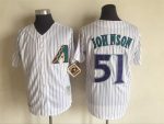 Vintage Arizona Diamondbacks #51 Randy Johnson Stitched White Pinstripe Baseball Jersey Throwback Edition