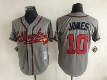 Vintage Atlanta Braves #10 Chipper Jones Stitched Gray Baseball Jersey Throwback Edition