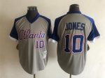 Vintage Atlanta Braves #10 Chipper Jones Stitched Gray Royal Blue Raglan Baseball Jersey Throwback Edition
