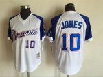 Vintage Atlanta Braves #10 Chipper Jones Stitched White Royal Blue Raglan Baseball Jersey Throwback Edition