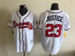 Vintage Atlanta Braves #23 David Justice Stitched White Baseball Jersey Throwback Edition