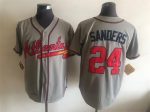 Vintage Atlanta Braves #24 Barry Sanders Stitched Gray Red Baseball Jersey Throwback Edition