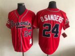 Vintage Atlanta Braves #24 Deion Sanders Stitched Red Baseball Jersey Throwback Edition