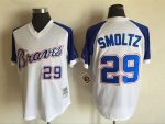 Vintage Atlanta Braves #29 John Smoltz Stitched White Royal Blue Raglan Baseball Jersey Throwback Edition