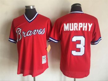 Vintage Atlanta Braves #3 Dale Murphy Stitched Red Mesh Baseball Jersey Throwback Edition
