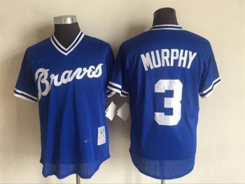 Vintage Atlanta Braves #3 Dale Murphy Stitched Royal Blue Mesh Baseball Jersey Throwback Edition