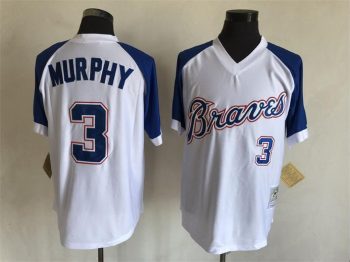 Vintage Atlanta Braves #3 Dale Murphy Stitched White Royal Blue Raglan Baseball Jersey Throwback Edition