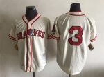 Vintage Atlanta Braves #3 Stitched Cream Baseball Jersey Throwback Edition