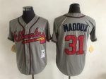 Vintage Atlanta Braves #31 Greg Maddux Stitched Gray Baseball Jersey Throwback Edition