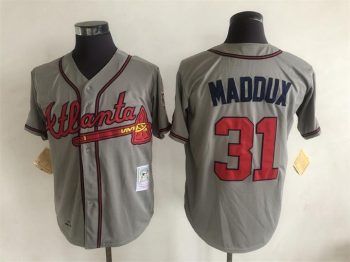 Vintage Atlanta Braves #31 Greg Maddux Stitched Gray Baseball Jersey Throwback Edition