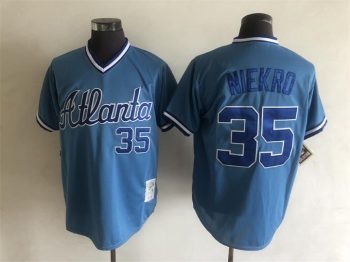 Vintage Atlanta Braves #35 Phil Niekro Stitched Light Blue Baseball Jersey Throwback Edition