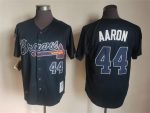 Vintage Atlanta Braves #44 Hank Aaron Stitched Navy Blue Baseball Jersey Throwback Edition