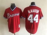 Vintage Atlanta Braves #44 Hank Aaron Stitched Red Mesh Baseball Jersey Throwback Edition