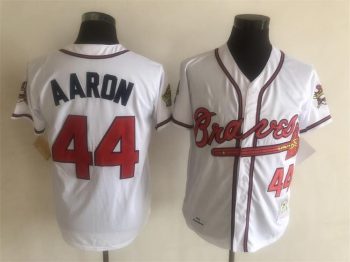 Vintage Atlanta Braves #44 Hank Aaron Stitched White Baseball Jersey Throwback Edition
