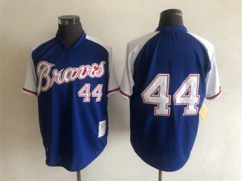 Vintage Atlanta Braves #44 Stitched Royal Blue White Baseball Jersey Throwback Edition