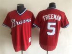 Vintage Atlanta Braves #5 Freddie Freeman Stitched Red Mesh Baseball Jersey Throwback Edition