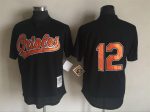 Vintage Baltimore Orioles #12 Roberto Alomar Stitched Black Mesh Baseball Jersey Throwback Edition