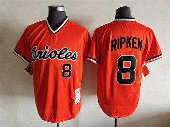 Vintage Baltimore Orioles #8 Cal Ripken Jr. Stitched Orange Baseball Jersey Throwback Edition (2)
