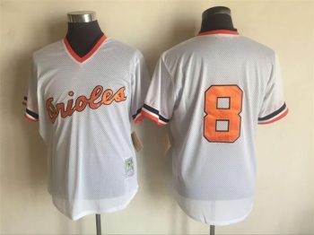 Vintage Baltimore Orioles #8 Cal Ripken Jr. Stitched White Pinstripe Baseball Jersey Throwback Edition